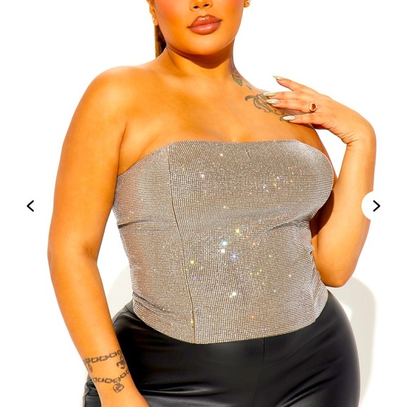 Light Up The Room Rhinestone Corset Top - Taupe/ Combo​ - Picture 6 of 6